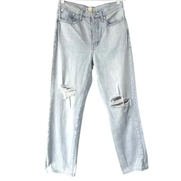 Madewell Women’s The Dad Jean High Rise Distressed Size 26 Light Wash - Picture 2 of 14